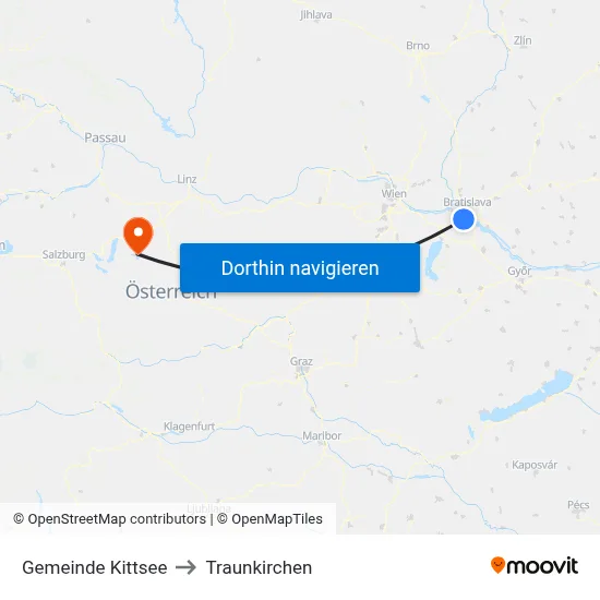 Gemeinde Kittsee to Traunkirchen map