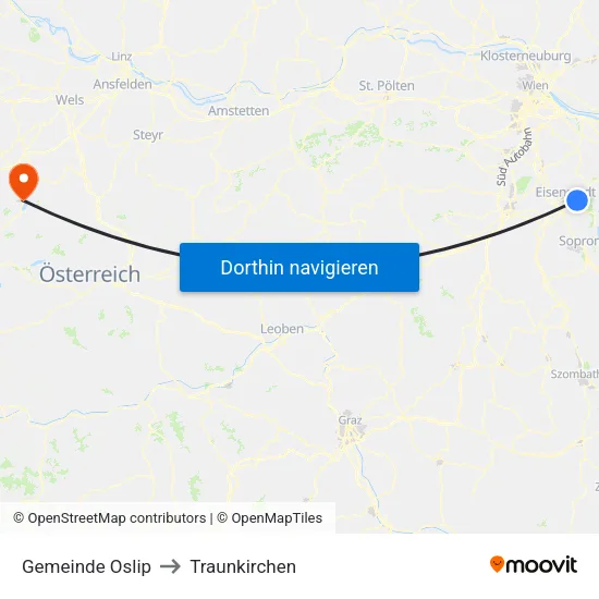 Gemeinde Oslip to Traunkirchen map