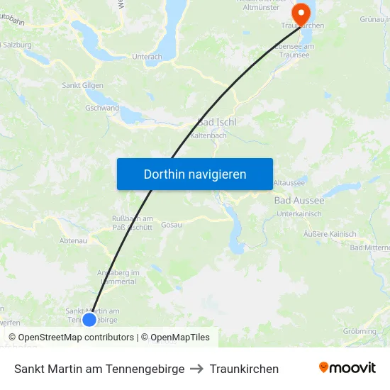 Sankt Martin am Tennengebirge to Traunkirchen map