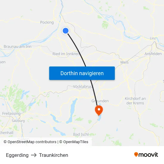 Eggerding to Traunkirchen map