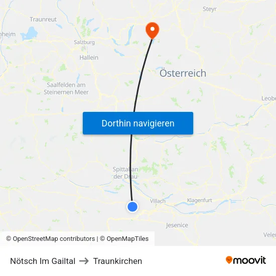 Nötsch Im Gailtal to Traunkirchen map