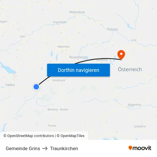 Gemeinde Grins to Traunkirchen map