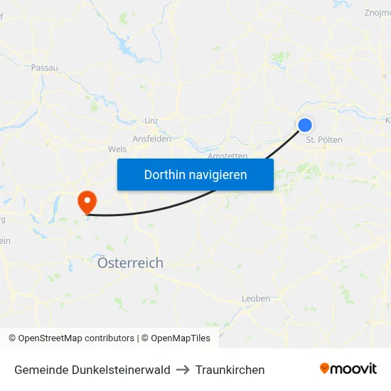 Gemeinde Dunkelsteinerwald to Traunkirchen map