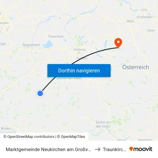 Marktgemeinde Neukirchen am Großvenediger to Traunkirchen map