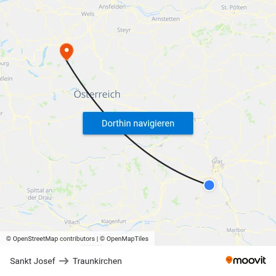 Sankt Josef to Traunkirchen map