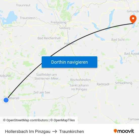 Hollersbach Im Pinzgau to Traunkirchen map