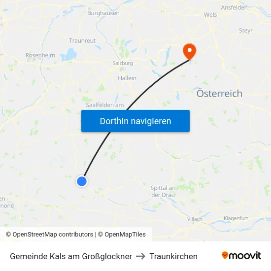 Gemeinde Kals am Großglockner to Traunkirchen map