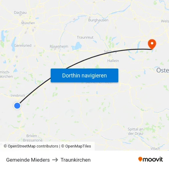 Gemeinde Mieders to Traunkirchen map
