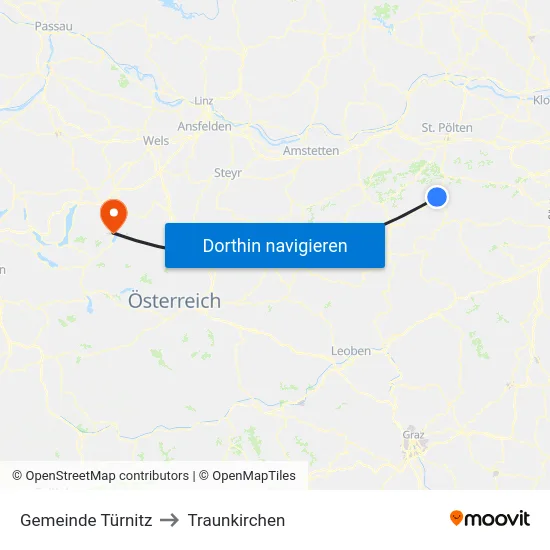 Gemeinde Türnitz to Traunkirchen map