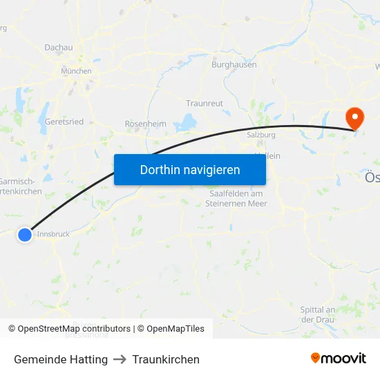 Gemeinde Hatting to Traunkirchen map