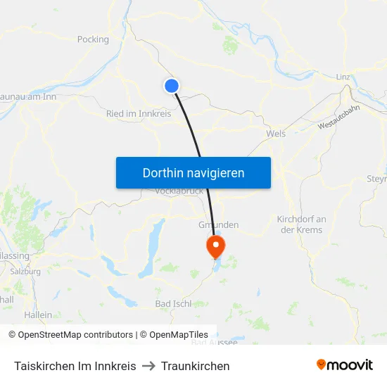 Taiskirchen Im Innkreis to Traunkirchen map