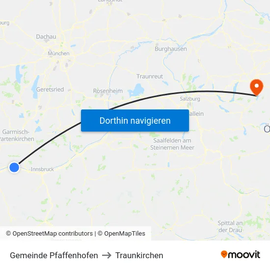 Gemeinde Pfaffenhofen to Traunkirchen map
