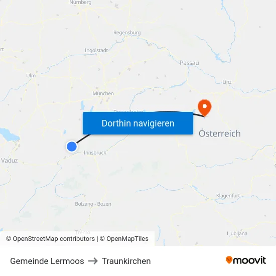 Gemeinde Lermoos to Traunkirchen map