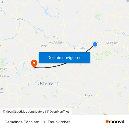 Gemeinde Pöchlarn to Traunkirchen map