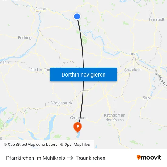 Pfarrkirchen Im Mühlkreis to Traunkirchen map