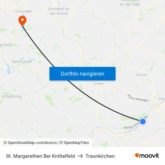 St. Margarethen Bei Knittelfeld to Traunkirchen map
