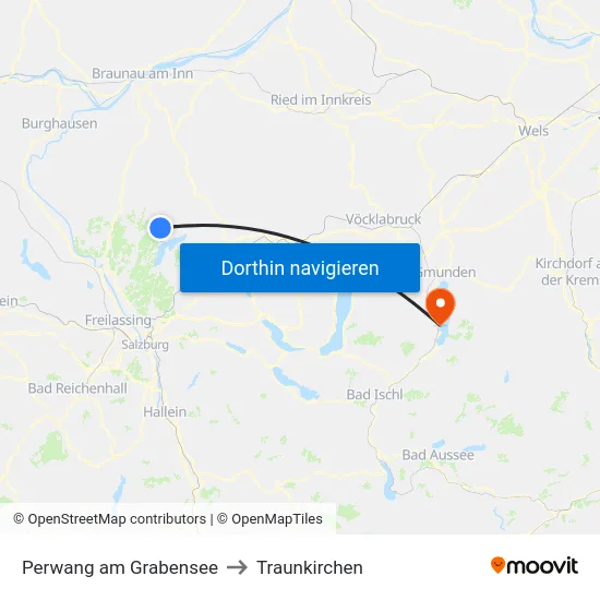 Perwang am Grabensee to Traunkirchen map