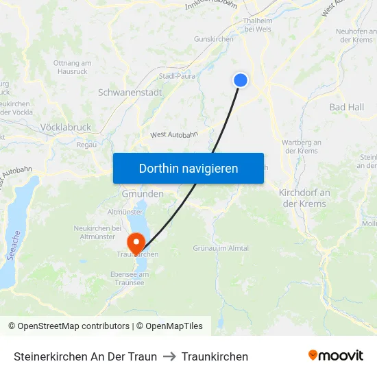 Steinerkirchen An Der Traun to Traunkirchen map
