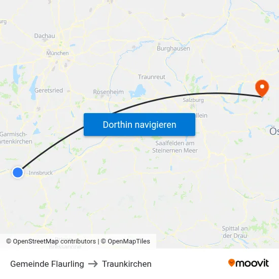 Gemeinde Flaurling to Traunkirchen map