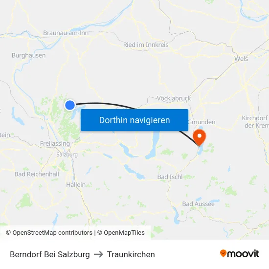 Berndorf Bei Salzburg to Traunkirchen map