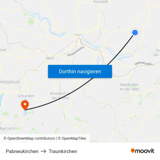 Pabneukirchen to Traunkirchen map