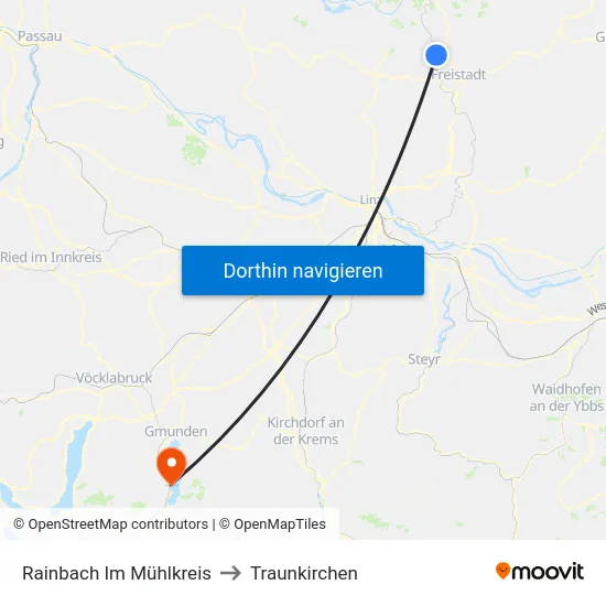 Rainbach Im Mühlkreis to Traunkirchen map