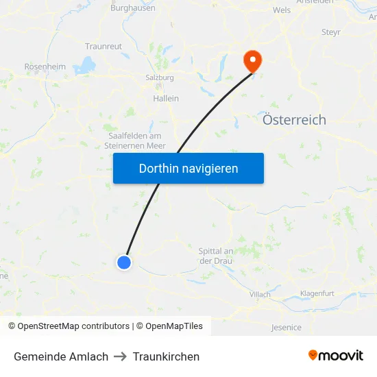 Gemeinde Amlach to Traunkirchen map