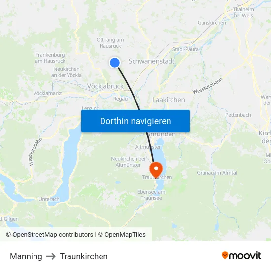 Manning to Traunkirchen map