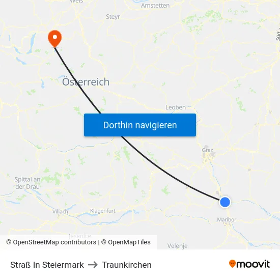 Straß In Steiermark to Traunkirchen map