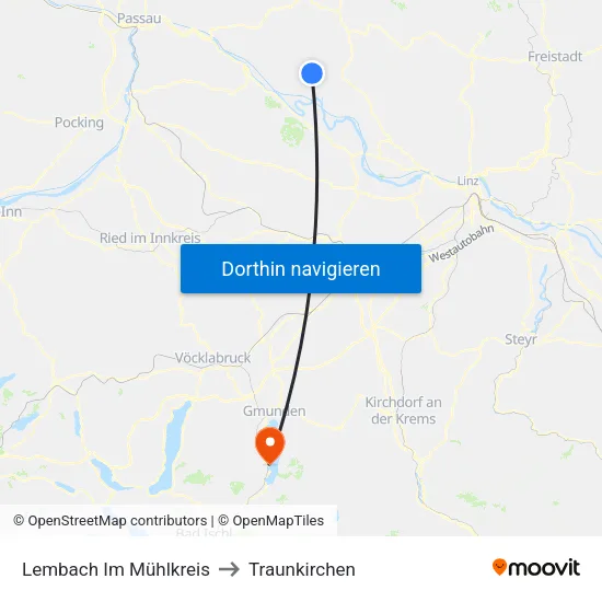 Lembach Im Mühlkreis to Traunkirchen map