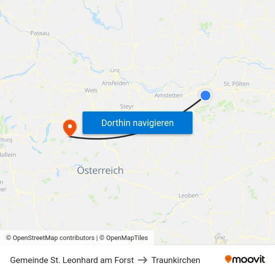 Gemeinde St. Leonhard am Forst to Traunkirchen map