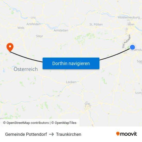 Gemeinde Pottendorf to Traunkirchen map