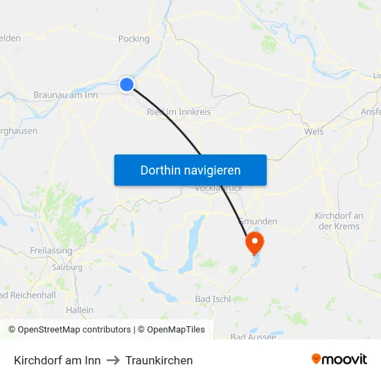 Kirchdorf am Inn to Traunkirchen map