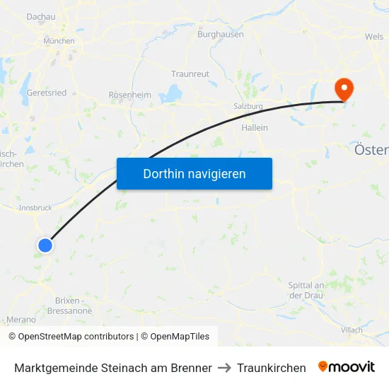 Marktgemeinde Steinach am Brenner to Traunkirchen map