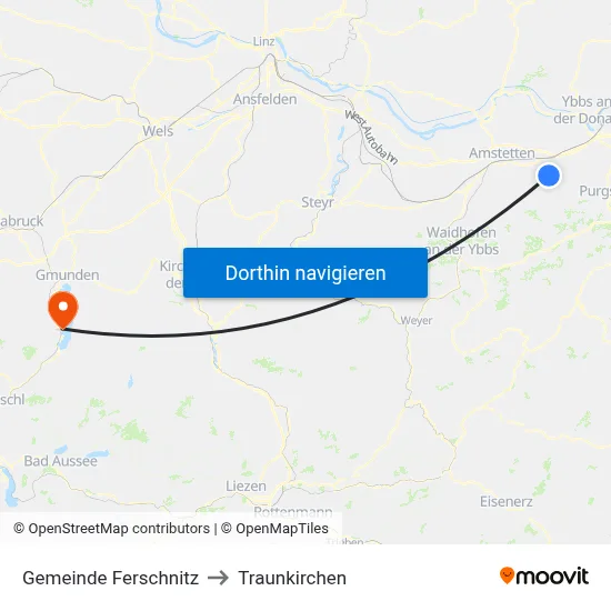 Gemeinde Ferschnitz to Traunkirchen map