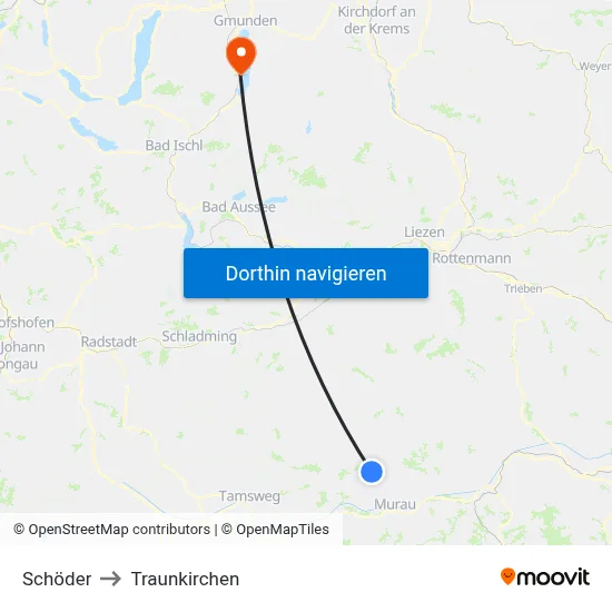 Schöder to Traunkirchen map