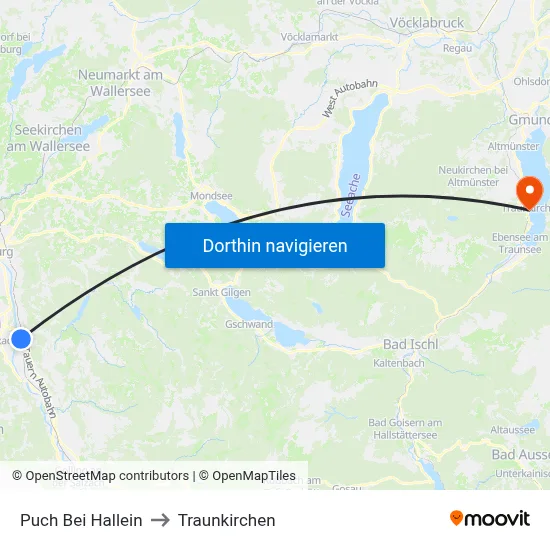 Puch Bei Hallein to Traunkirchen map