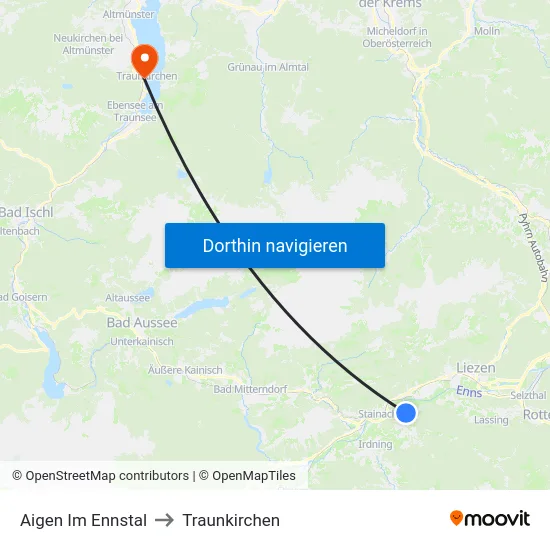 Aigen Im Ennstal to Traunkirchen map