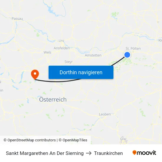 Sankt Margarethen An Der Sierning to Traunkirchen map