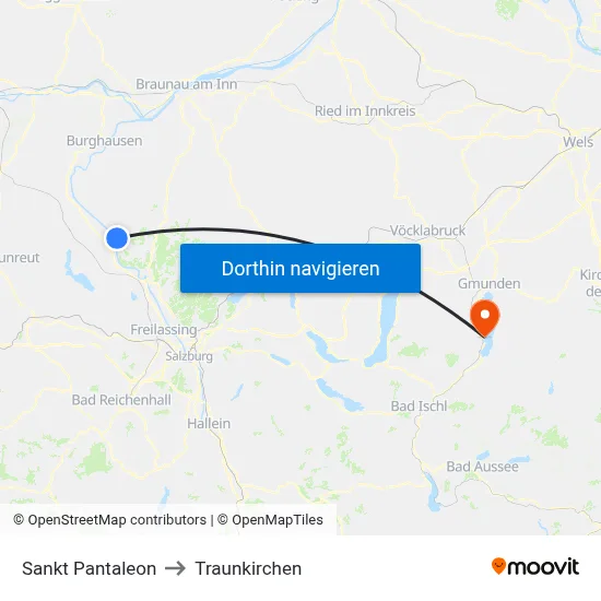Sankt Pantaleon to Traunkirchen map