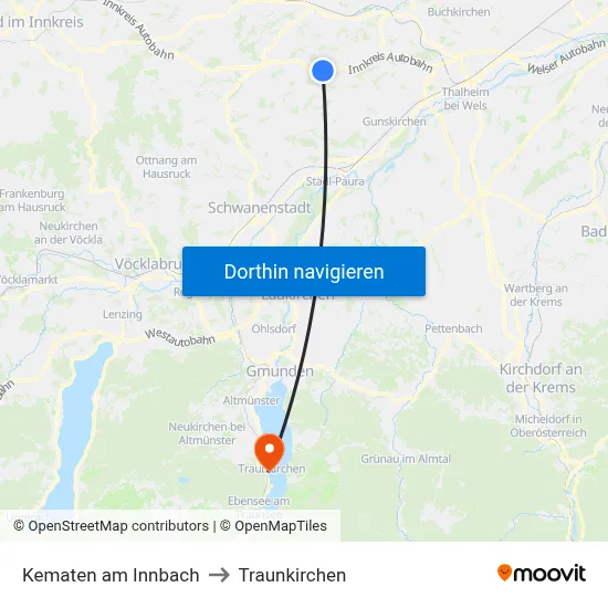 Kematen am Innbach to Traunkirchen map