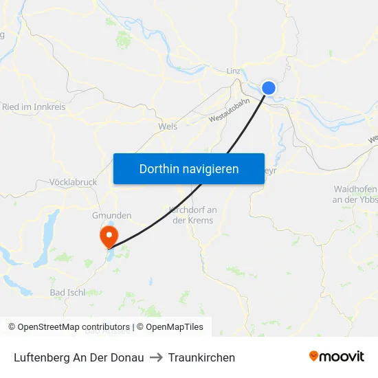 Luftenberg An Der Donau to Traunkirchen map
