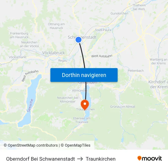Oberndorf Bei Schwanenstadt to Traunkirchen map