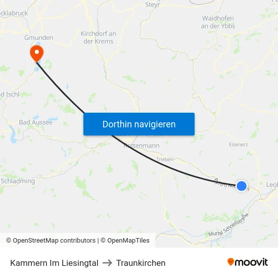 Kammern Im Liesingtal to Traunkirchen map