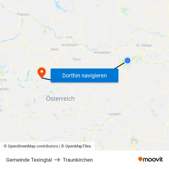 Gemeinde Texingtal to Traunkirchen map