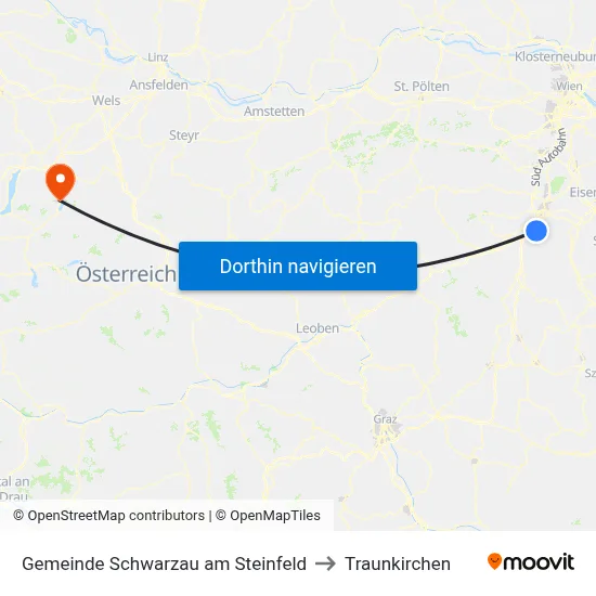 Gemeinde Schwarzau am Steinfeld to Traunkirchen map