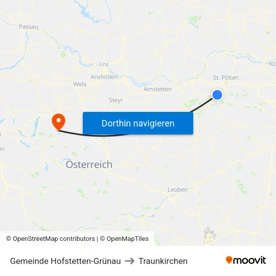 Gemeinde Hofstetten-Grünau to Traunkirchen map
