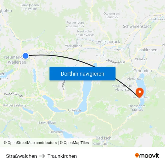 Straßwalchen to Traunkirchen map