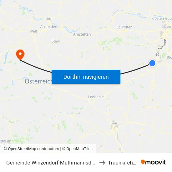 Gemeinde Winzendorf-Muthmannsdorf to Traunkirchen map