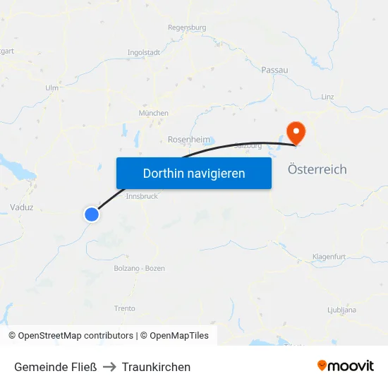 Gemeinde Fließ to Traunkirchen map